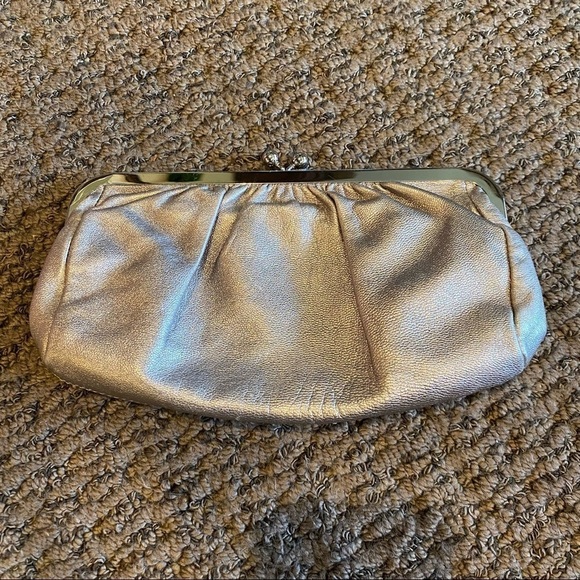 EXPRESS Metallic Gold Genuine Leather Clutch Purse 5”x9” - Picture 1 of 5